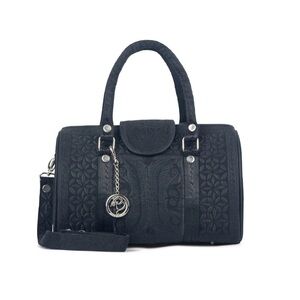 Banda Bag Black Embroidered Satchel